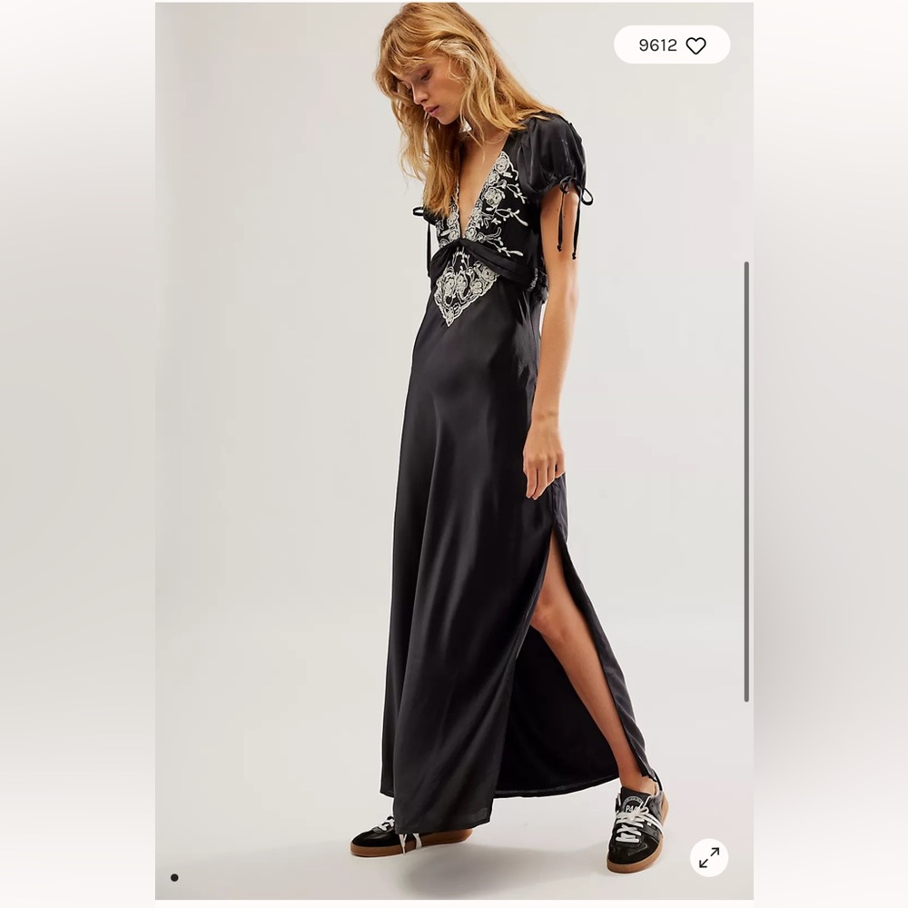 Free People Cooper Midi Dress (Black, Size 6)